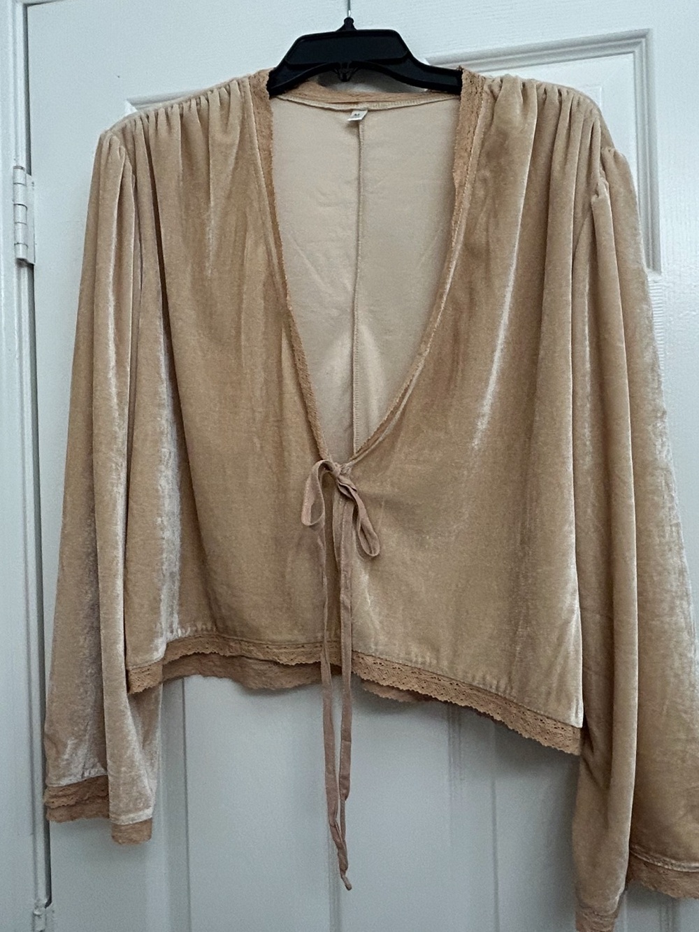 Women’s Velvet Tie-Front Jacket - Champagne